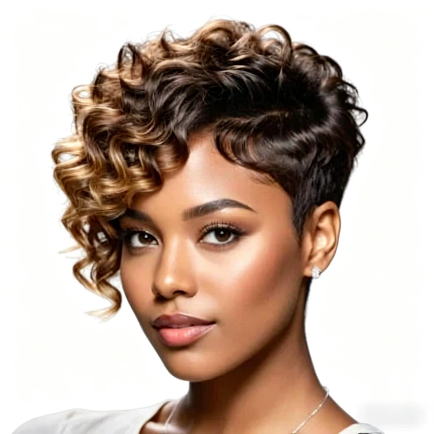 Perruque courte coupe pixie en cheveux humains pour femmes