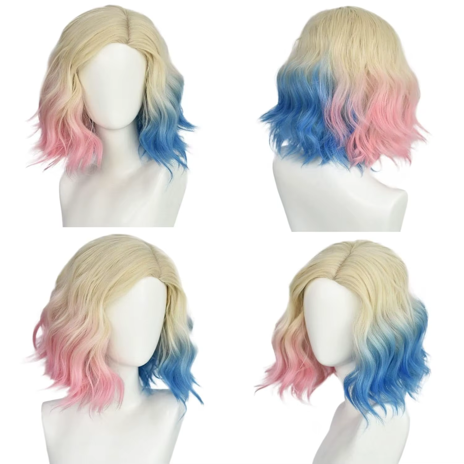 Perruque de Cosplay bleue et rose pour femmes