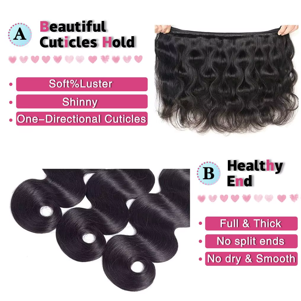 Extensions de cheveux naturels brésiliens vierges Body Wave avec closure 4x4