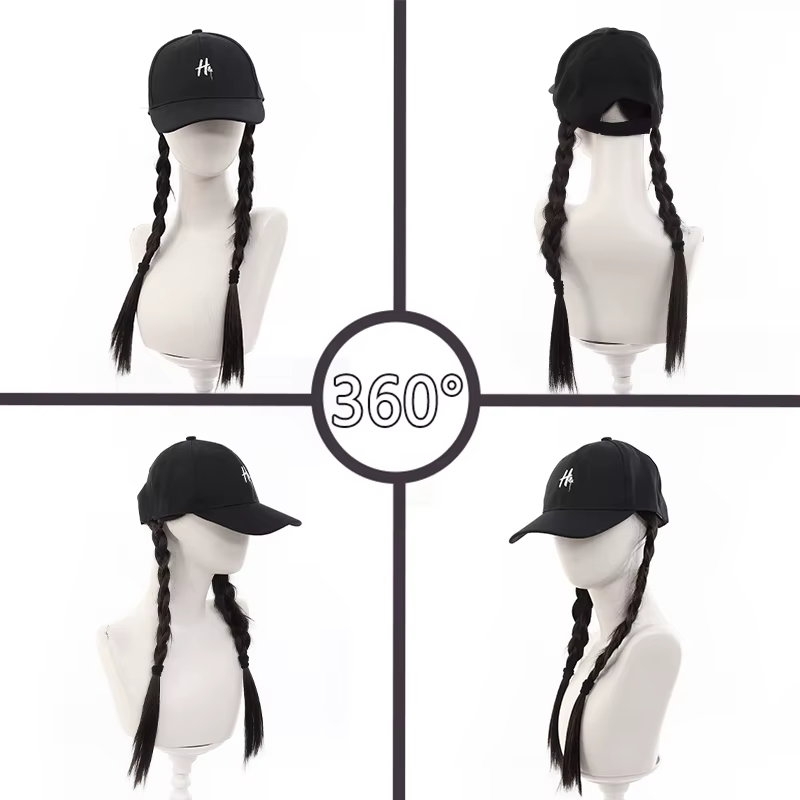 Casquette de baseball pour femme avec perruque intégrée