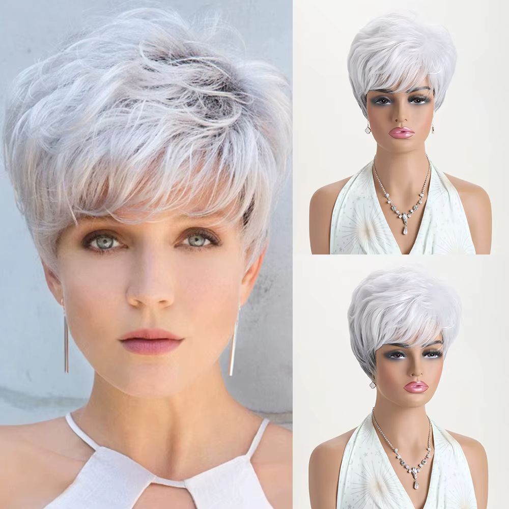 Perruque synthétique courte de 10 pouces, nouvelle collection, couleur claire, tendance, pour femme, usage quotidien, fête, Noël, festival de musique, mariage