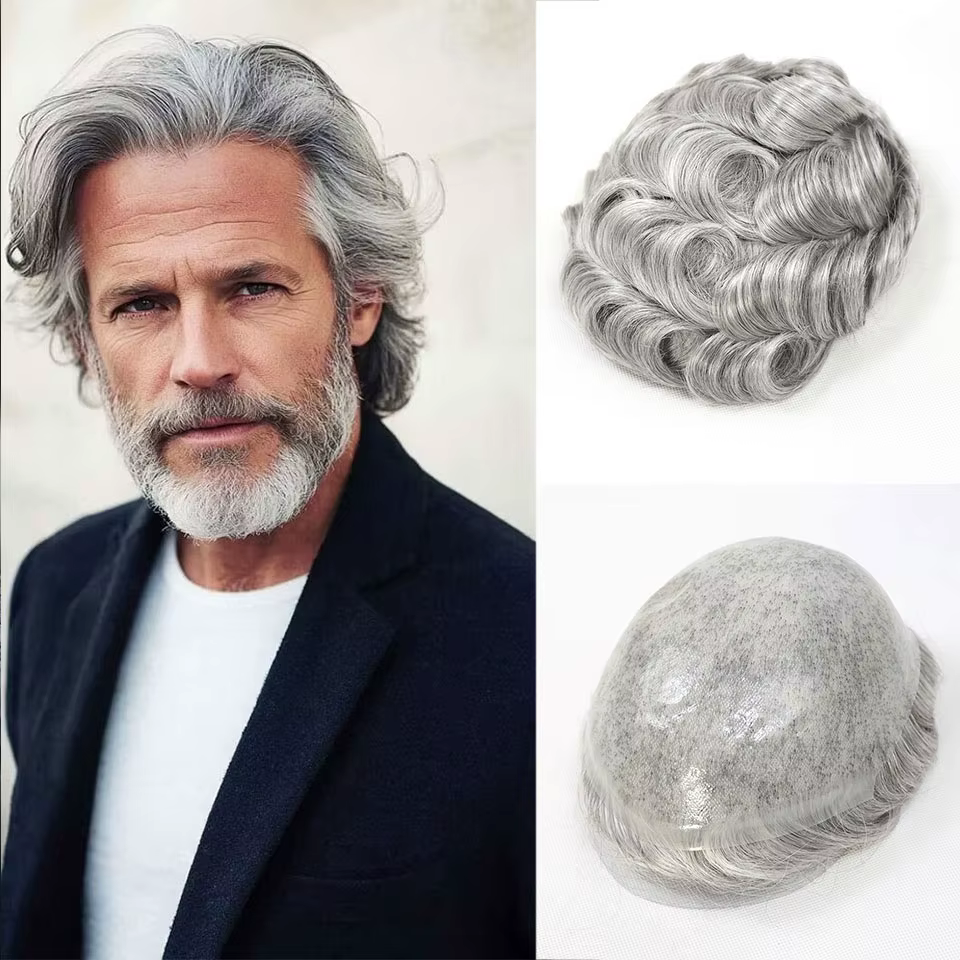 # 1B80 toupet pour hommes cheveux humains 0.06-0.08mm complet PU