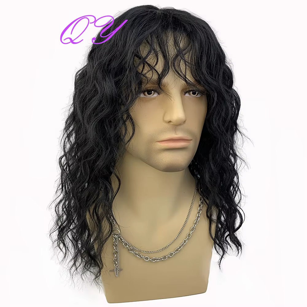 Perruque synthétique bouclée naturelle pour hommes