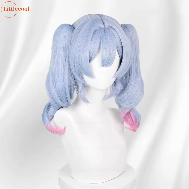 Miku lapin trou Cosplay perruque 45 cm de Long couleur mixte queues de cheval résistant à la chaleur cheveux
