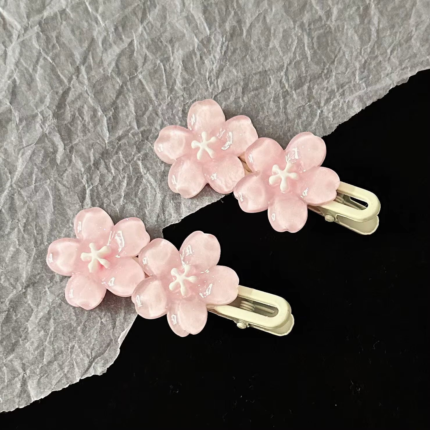 Pince à cheveux romantique en fleur de cerisier rose