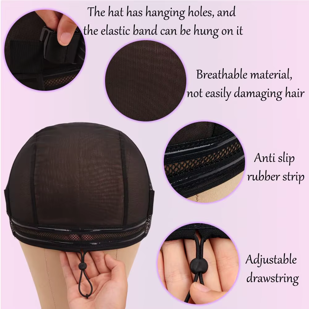 Bonnet de perruque avec bande de maintien réglable pour perruques Lace Front