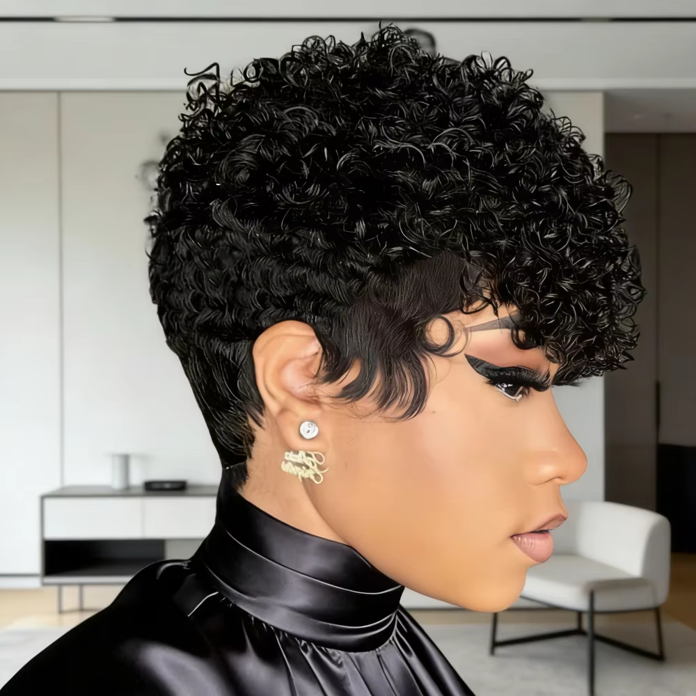 Perruque courte de cheveux humains