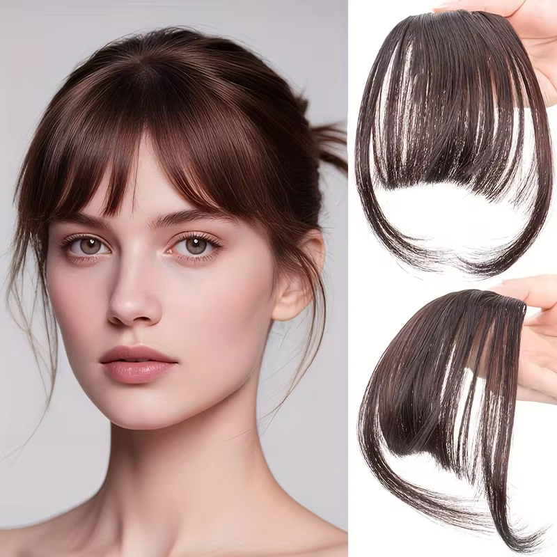 Frange frontale droite à clipser avec frange pour femme