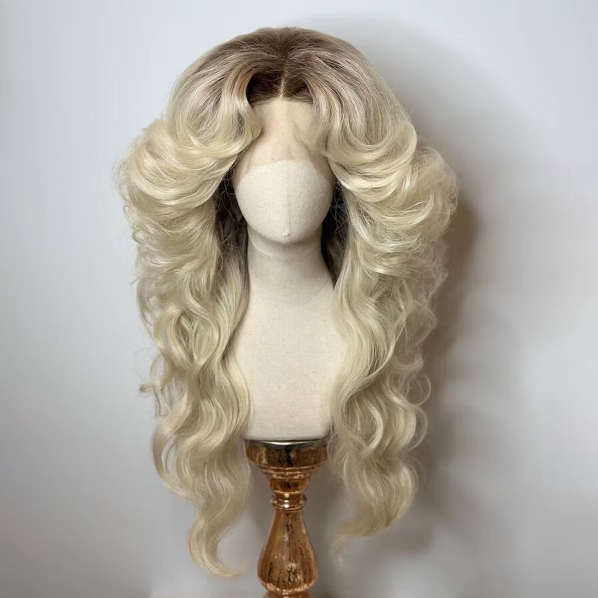 Femmes 70s HD dentelle fermeture 5*5 perruque ombre Blonde grande vague de corps Disco chanteur
