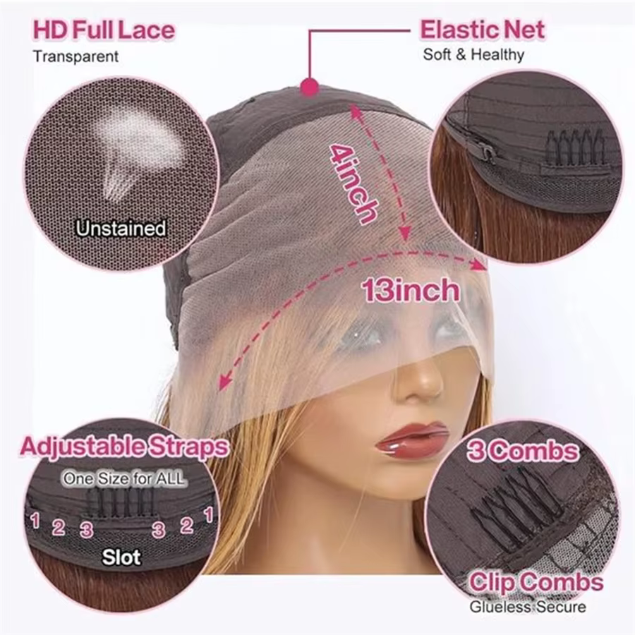 Perruque Lace Front 13x4 en Cheveux Naturels pour Femme