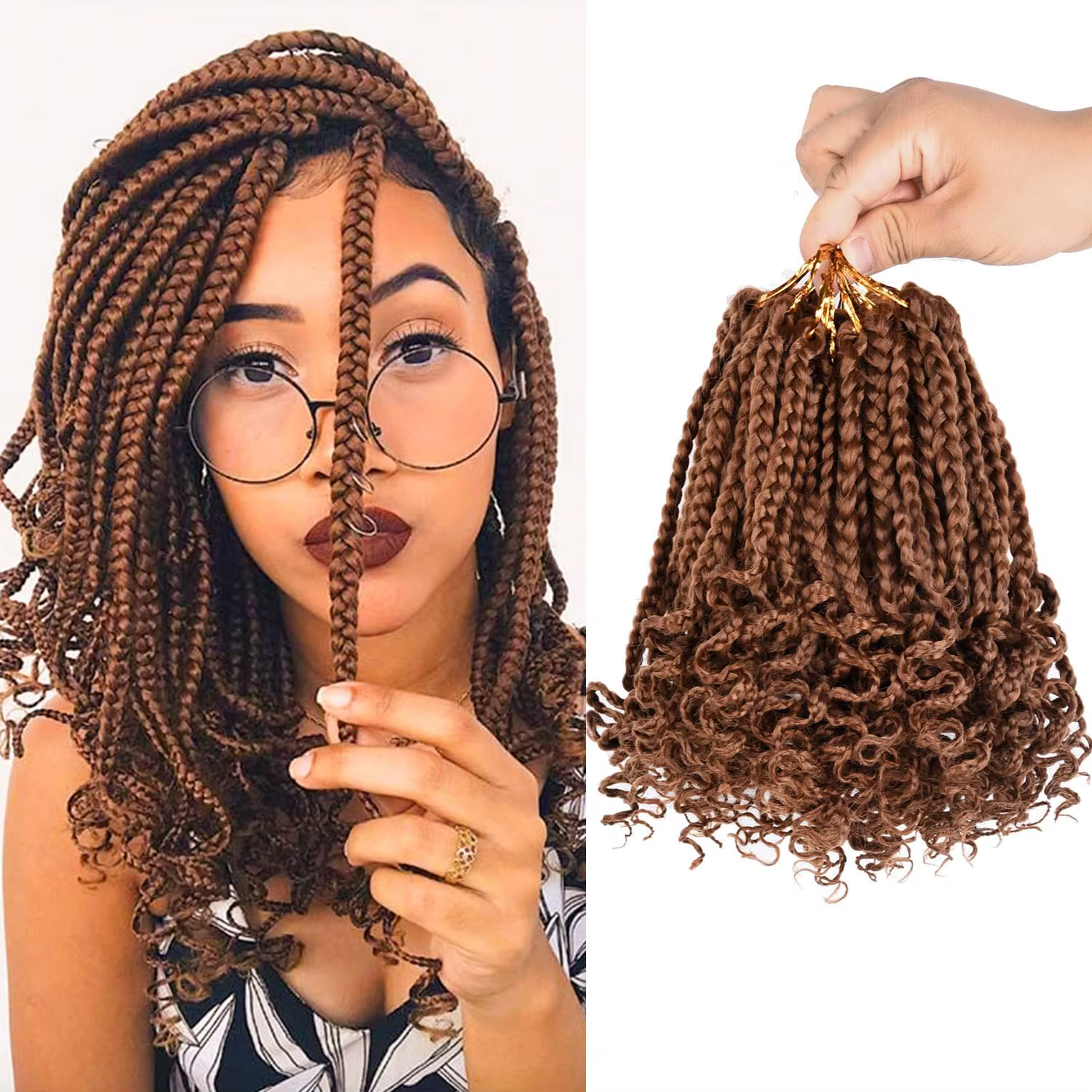 Boîte synthétique tresses Crochet cheveux pour femmes noires avec extrémités bouclées pré-bouclées doux 3X