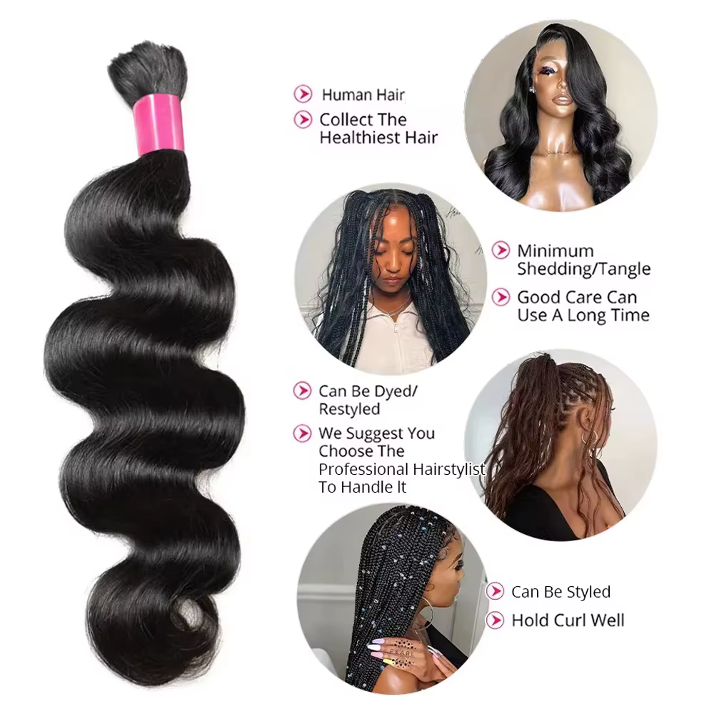 Extensions de cheveux humains en vrac pour tresses bohèmes