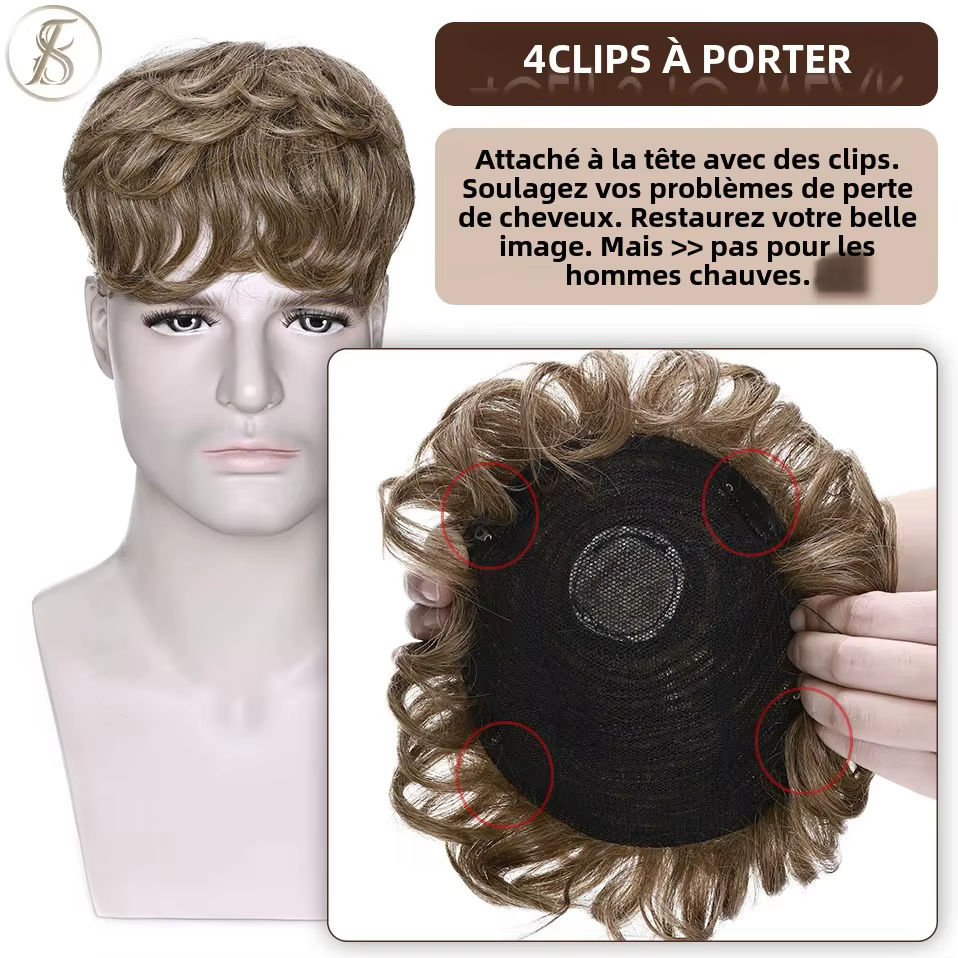TESS hommes système de remplacement de cheveux 35g hommes toupet 16x19 cm perruque de cheveux humains hommes prothèse capillaire mâle pince dans les Extensions de cheveux