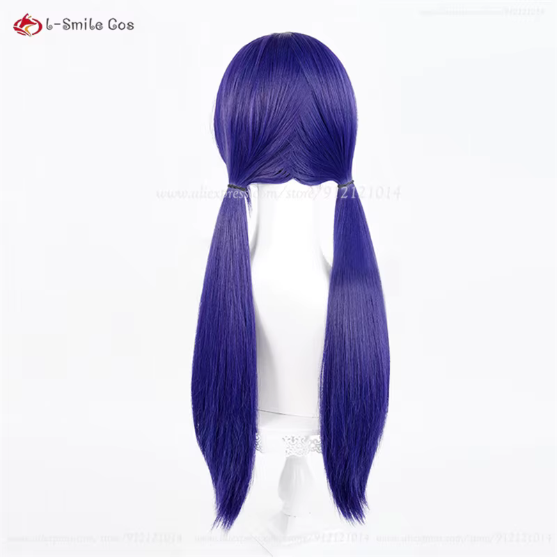 Jeu Mita fou Cosplay perruque 60 cm bleu violet mixte style queue de cheval perruques