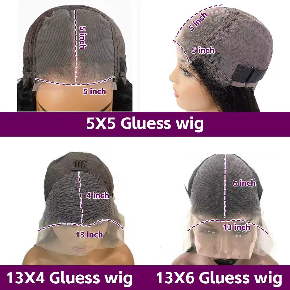 Perruque de cheveux humains 4C Curly Edges Kinky Straight