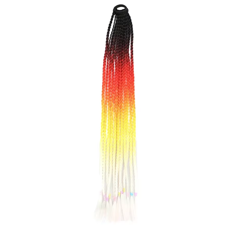 Extensions de cheveux tressés colorés avec bandes en caoutchouc