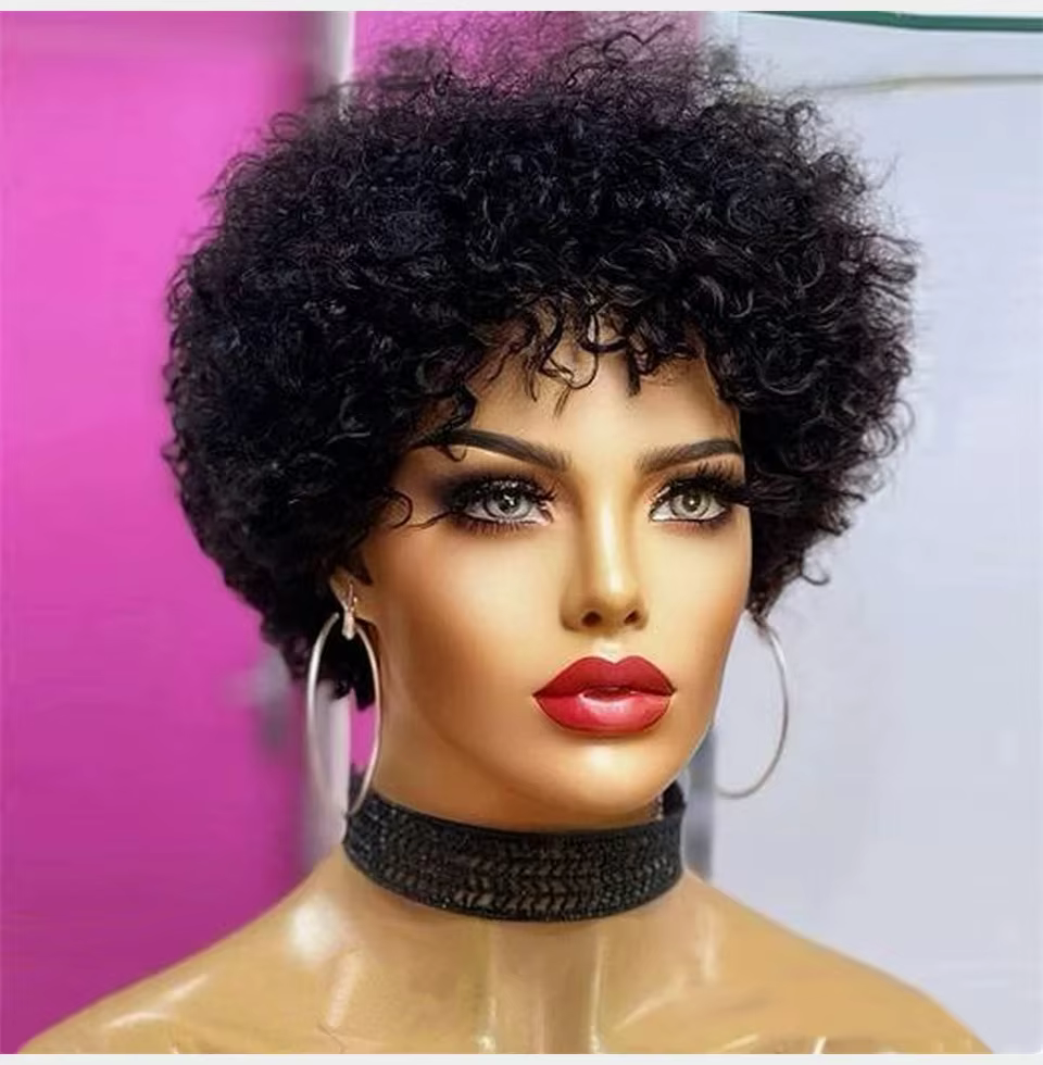 Grandes perruques rebondissantes Afro crépues bouclées pour les femmes noires pré plumées Machine perruque brésilienne