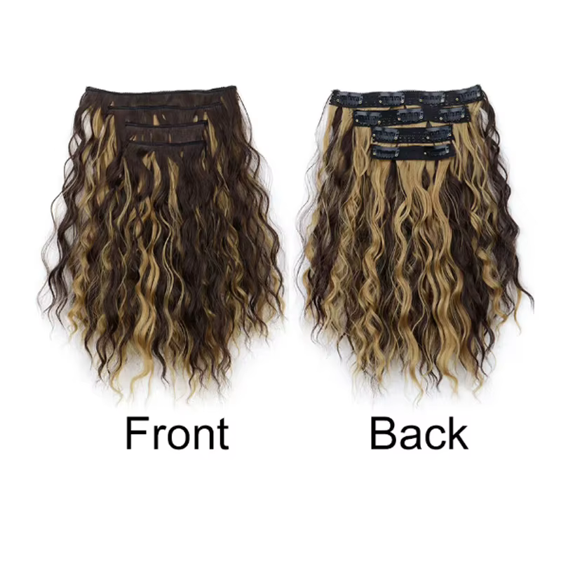 Ensemble d'extensions de cheveux synthétiques à clipser pour femmes et filles
