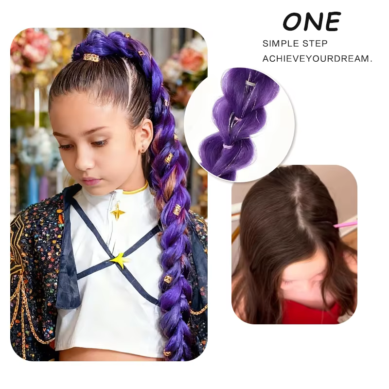 LUPU – perruque tressée synthétique violette de 32 pouces