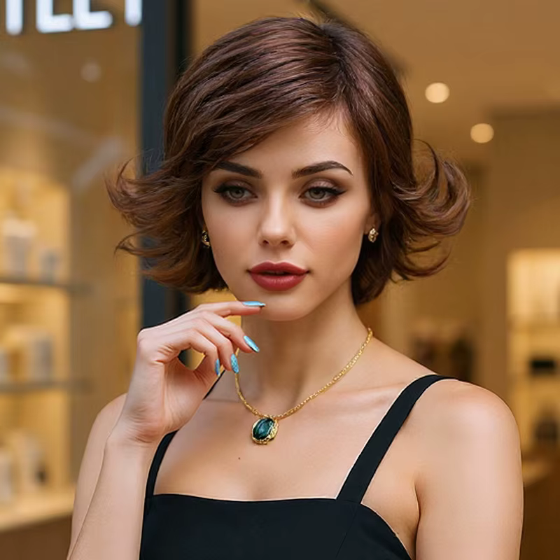 Perruque pour femmes, style tête complète naturelle