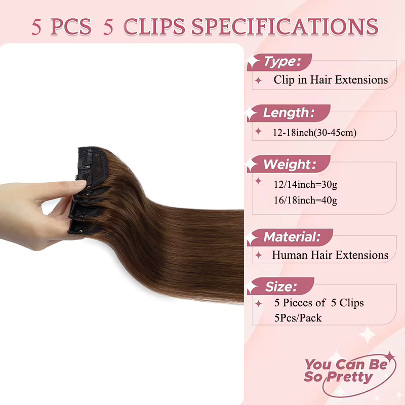 Extensions de cheveux naturels à clipser