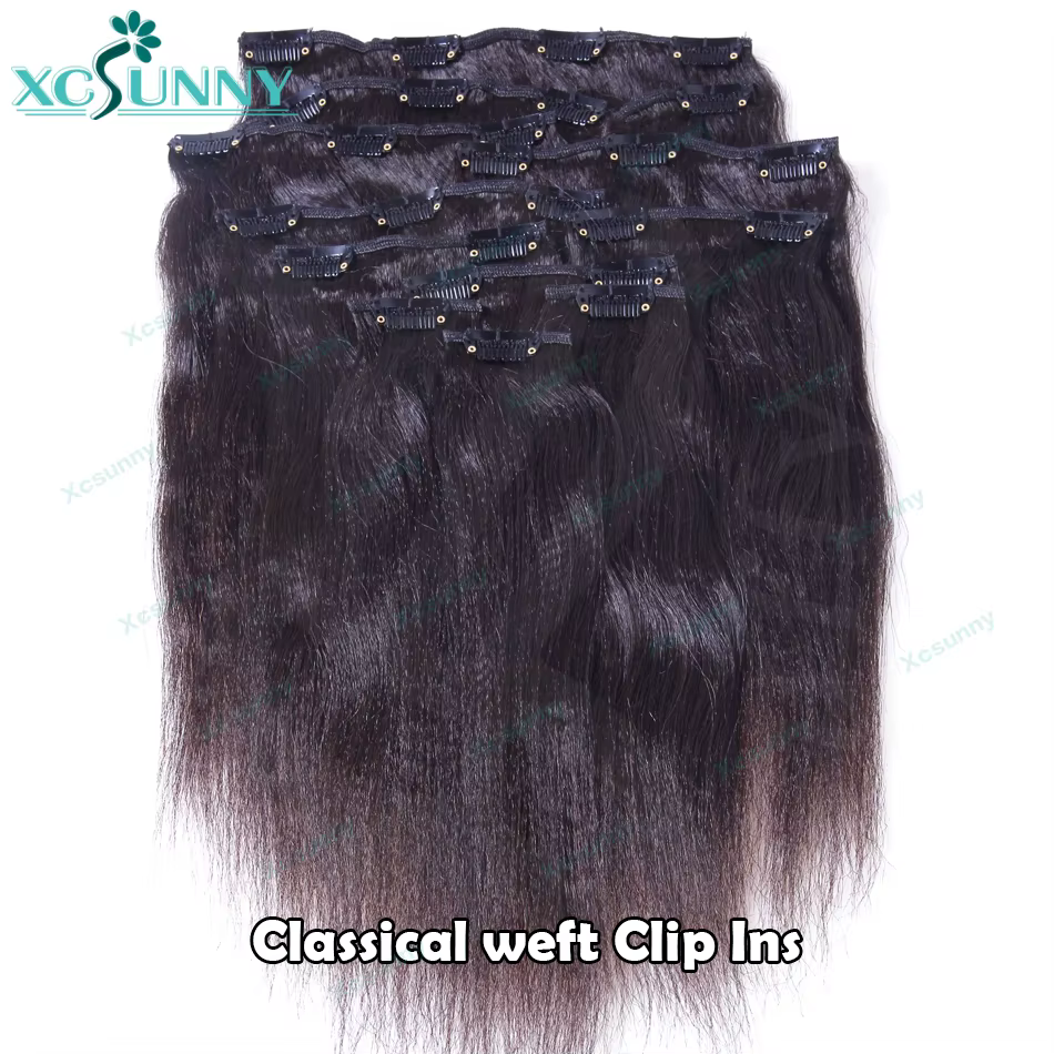 Yaki droite sans couture pince dans les Extensions de cheveux humains