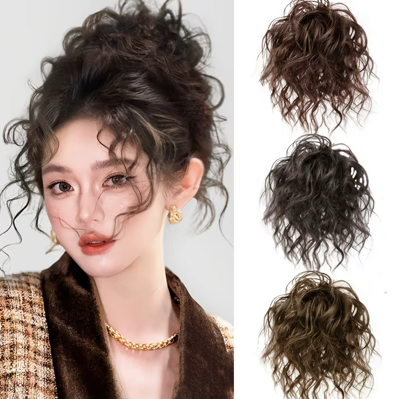 Chignon bouclé désordonné en fibre synthétique