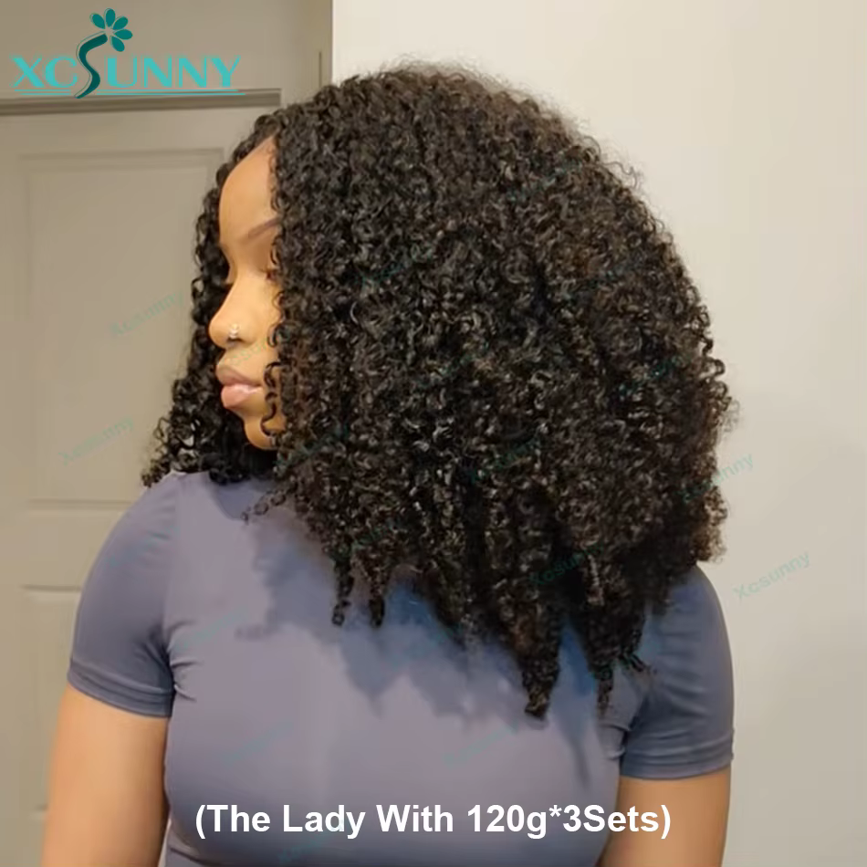 K Inky bouclés Crochet Extensions de cheveux humains Afro crépus pré-séparés sans noeuds
