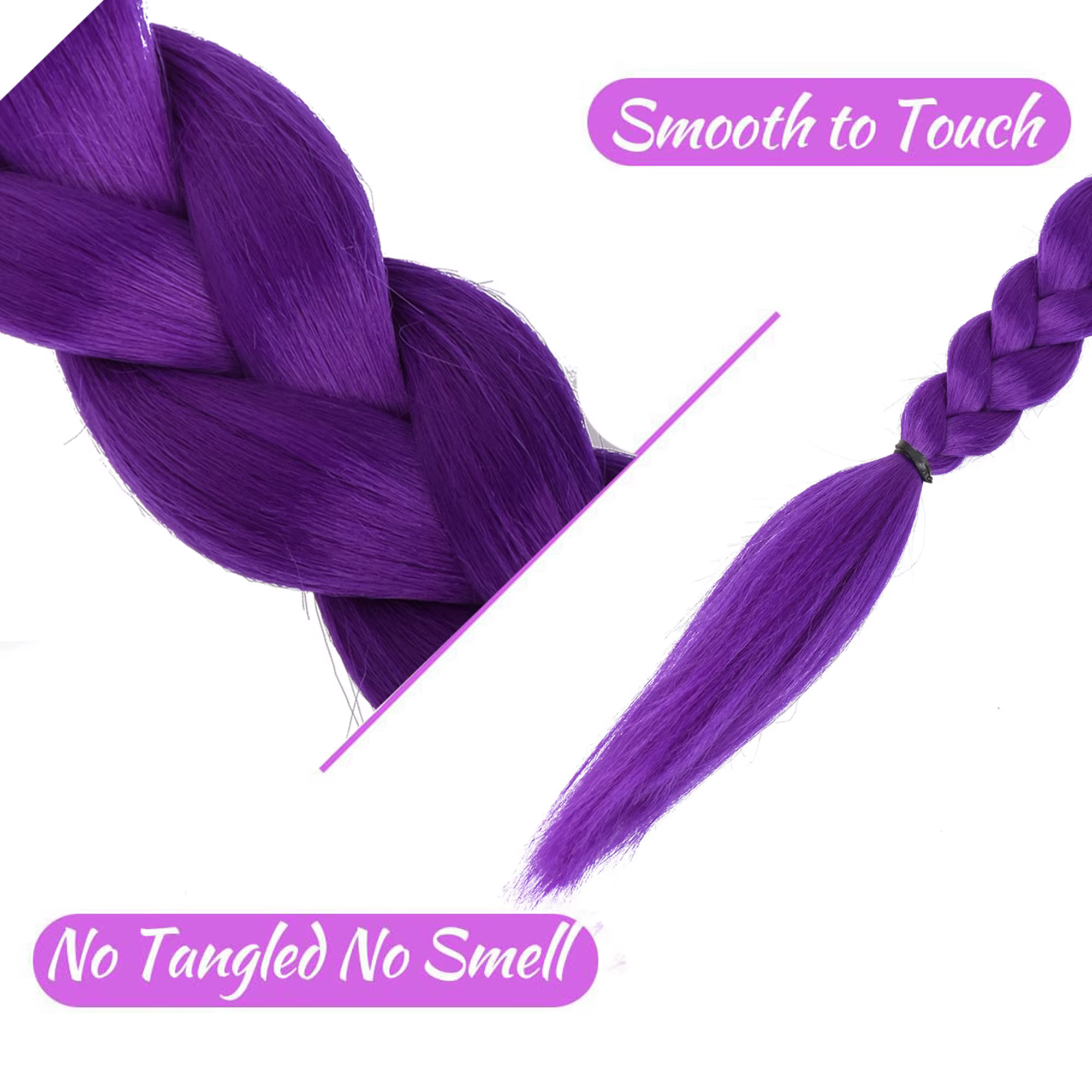 Extension de cheveux queue de cheval longue tressée Kpop Rumi violette à clipser