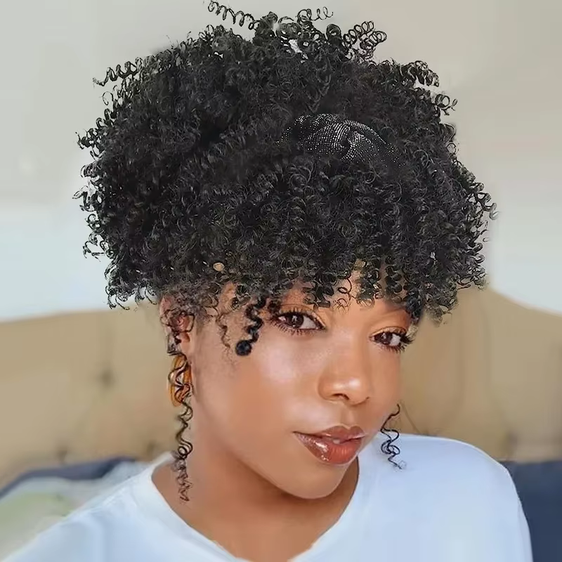 Perruque Afro Bouffante avec Frange pour Femme Noire
