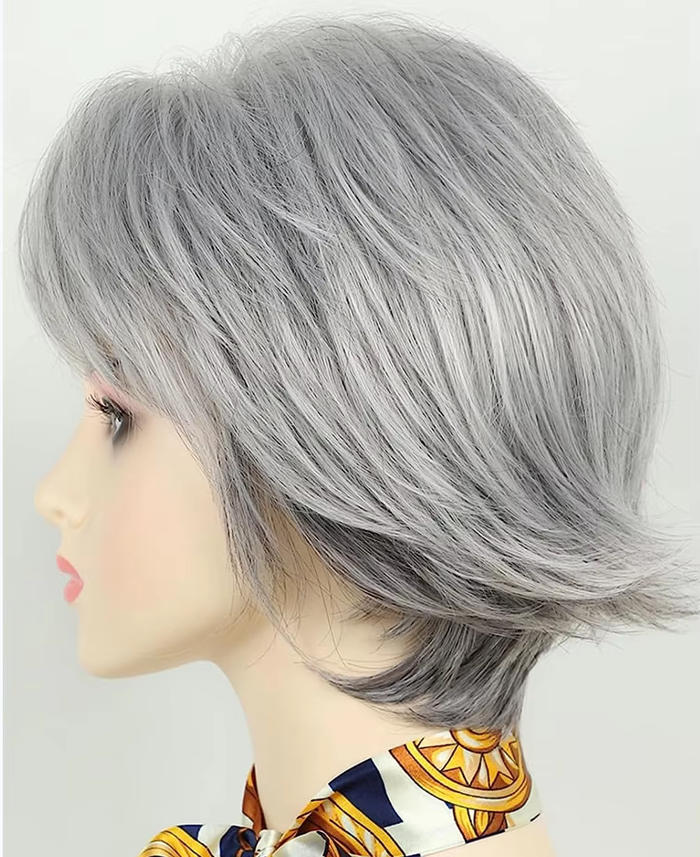 Perruque Coupe Pixie Courte avec Frange pour Femme