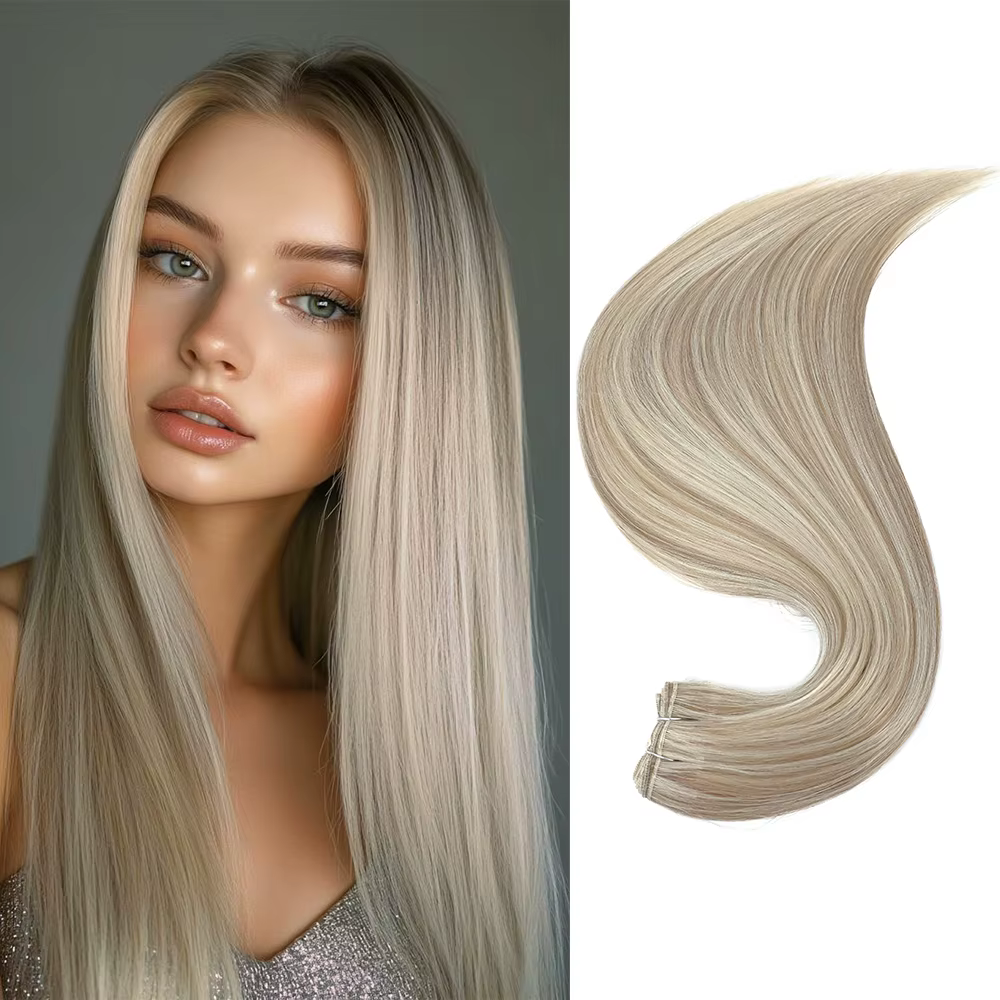 Extensions de cheveux lisses blond Piano