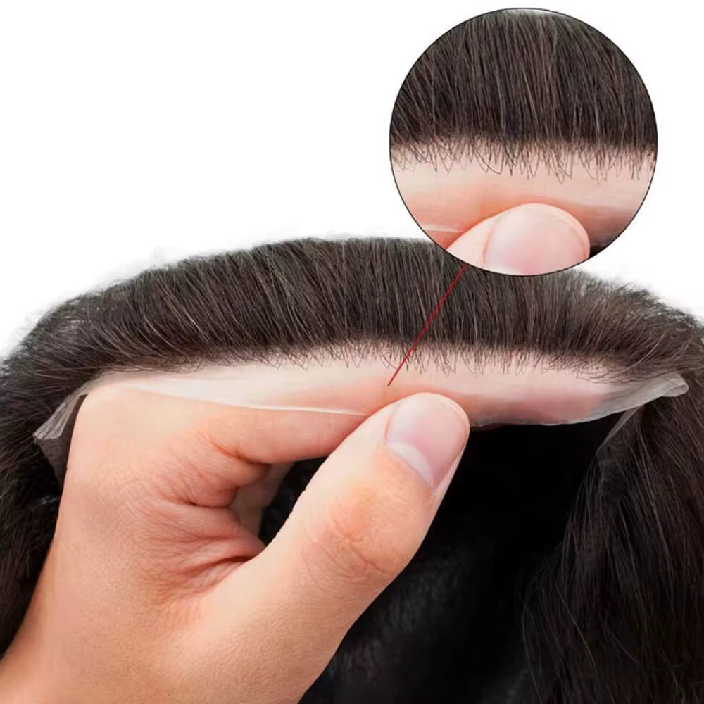 Postiche frontale pour femmes Extensions de cheveux humains front délié PU peau Toppers