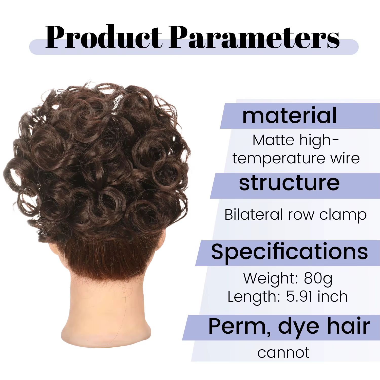 Chignon synthétique chouchou postiche bouclée plat Extension