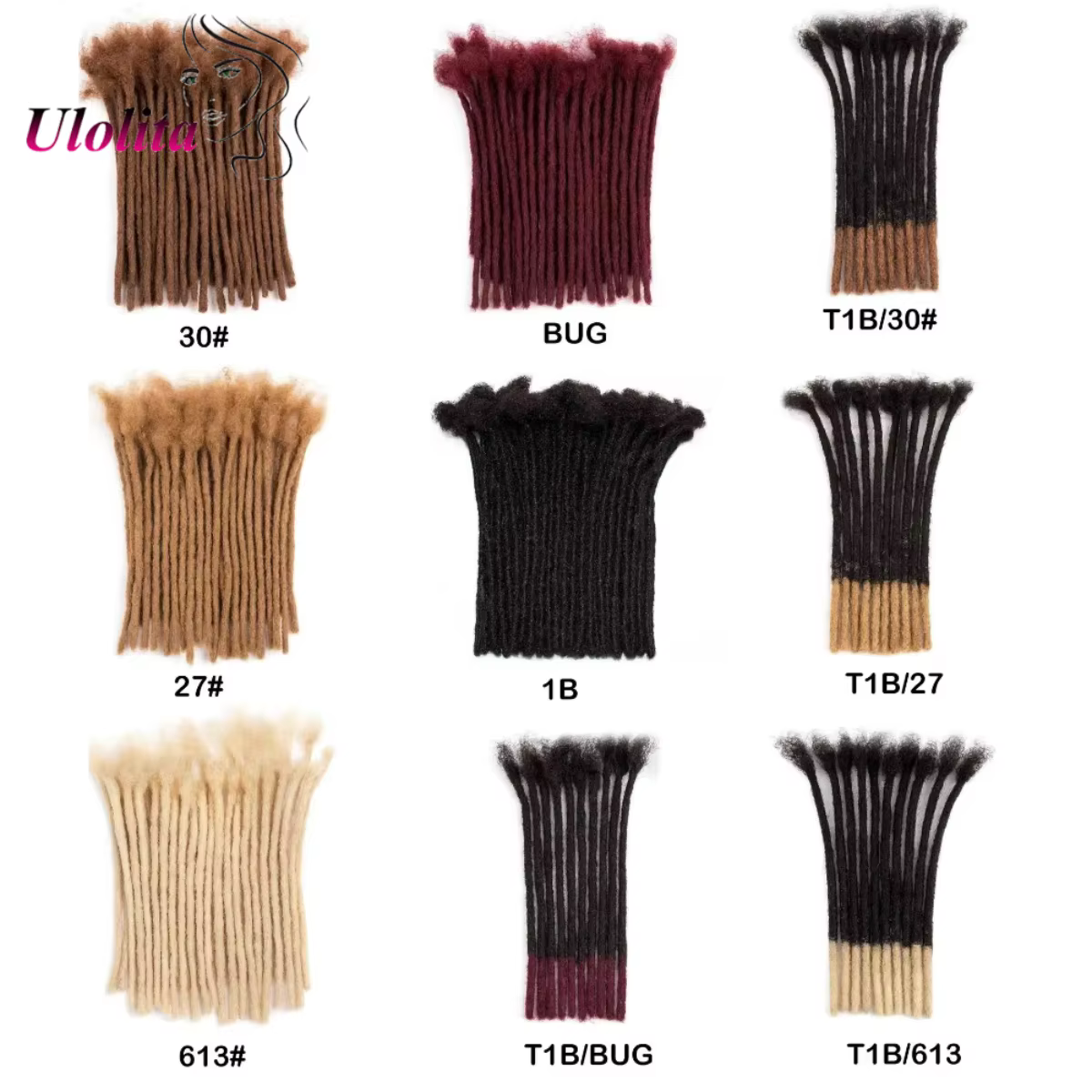 Extensions de dreadlocks en cheveux humains colorées de 4 à 30 pouces