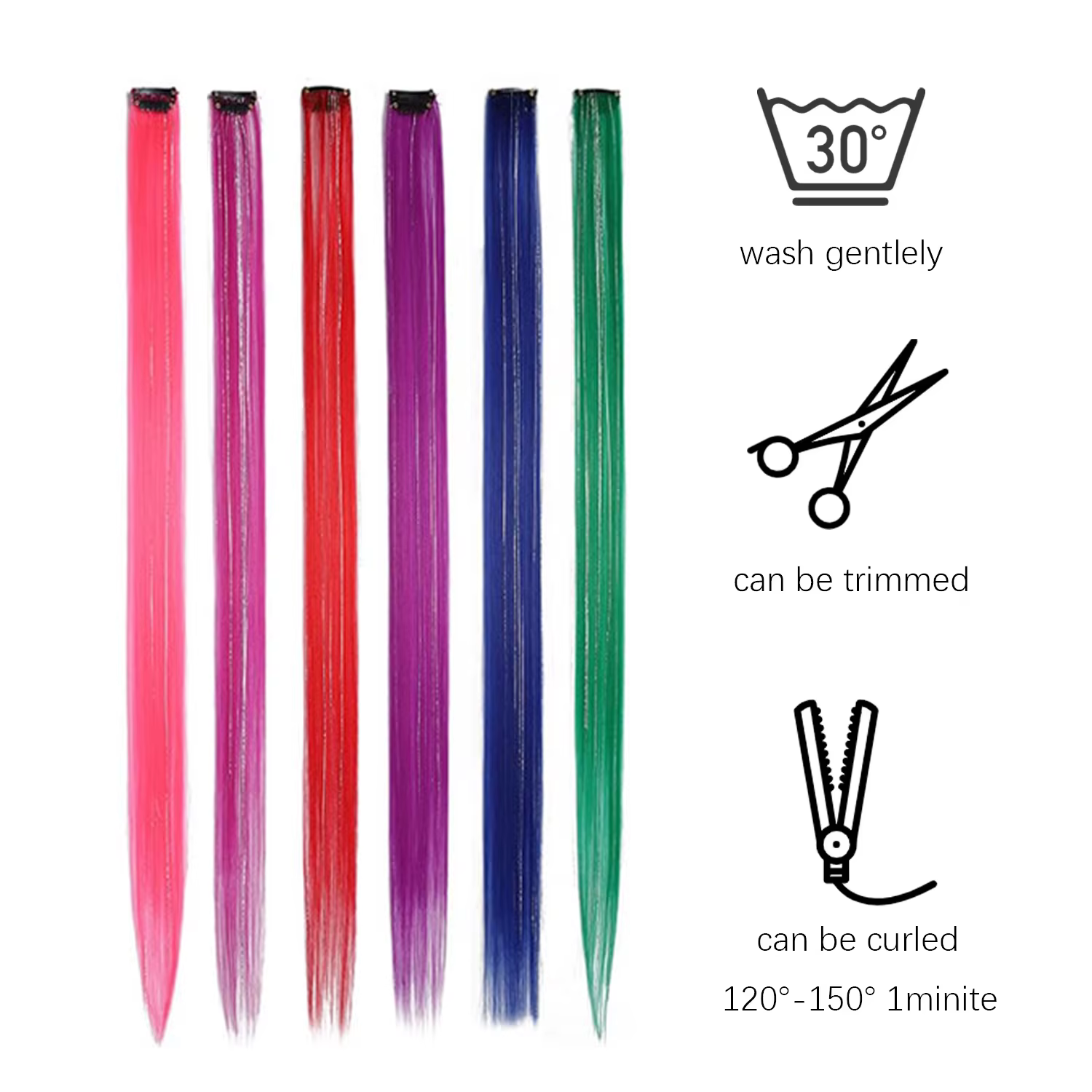 Extensions capillaires synthétiques à clips pour filles
