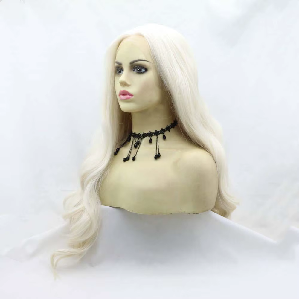 Perruque Sylvia 60 # Perruques synthétiques blondes à dentelle frontale