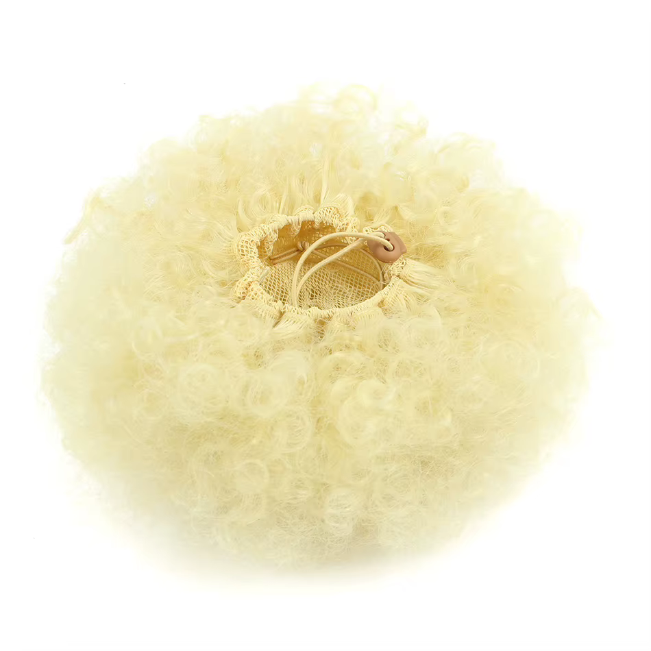 Postiche chignon afro synthétique bouffante courte pour femmes blondes, postiche chignon bouclé, queue de cheval Wstring de proximité, extensions de cheveux à pince Updo Kinky