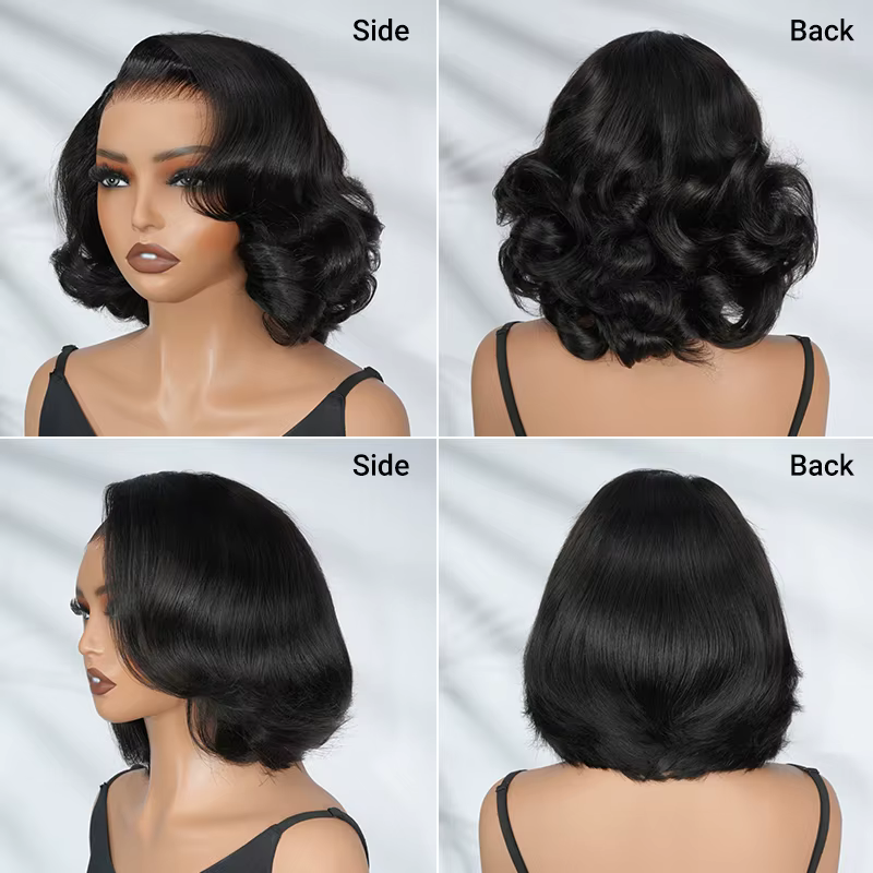 Alipearl cheveux corps lâche pré-coupé dentelle partie latérale Bob perruque 5x7 sans colle pré-ylé 3D bonnet