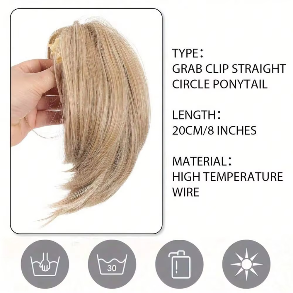 Chignon désordonné à griffes, postiches synthétiques pour femmes et filles, extensions de cheveux à clipser, chignon court et lisse, chignon à nouer