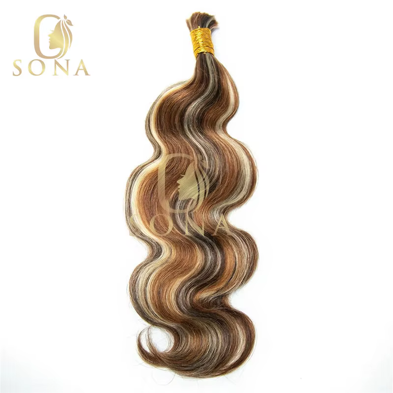 Brun mettre en évidence miel blond en vrac pour tressage en gros Boho tresses Extensions de cheveux humains vague de