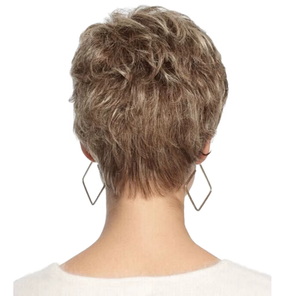 Perruques pour femmes perruque de cheveux synthétiques courts dorés naturels avec frange moelleuse Afro résistant à la chaleur quotidienne
