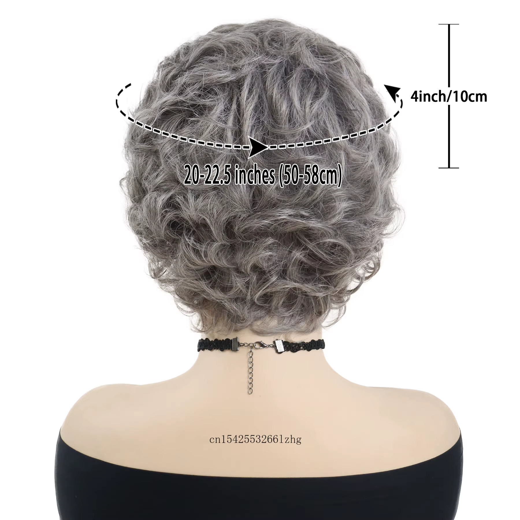 Perruque Courte Synthétique Grise Premium pour Femme