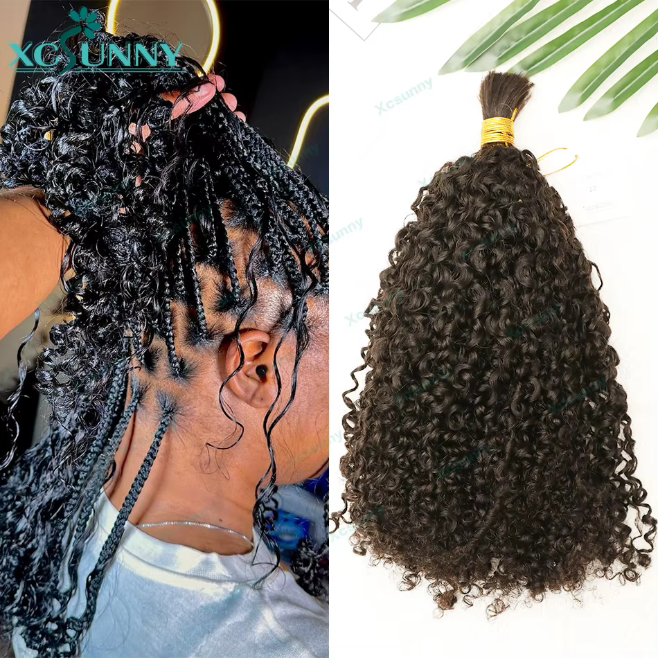 Extensions de Cheveux Humains Crépus et Bouclés pour Tressage