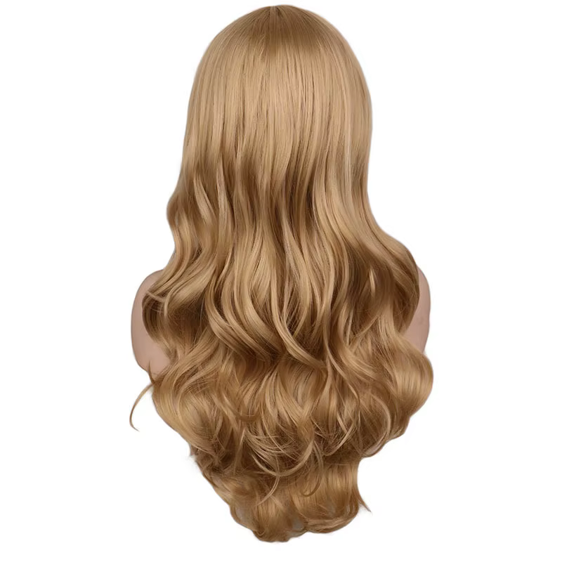 Perruque blonde mixte naturelle longue ondulée pour femme
