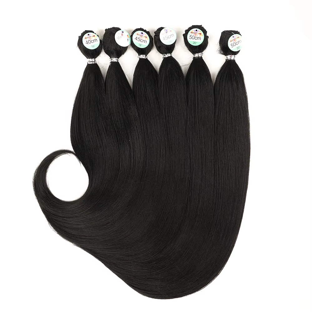 Extensions de cheveux synthétiques lisses et bouclés noirs