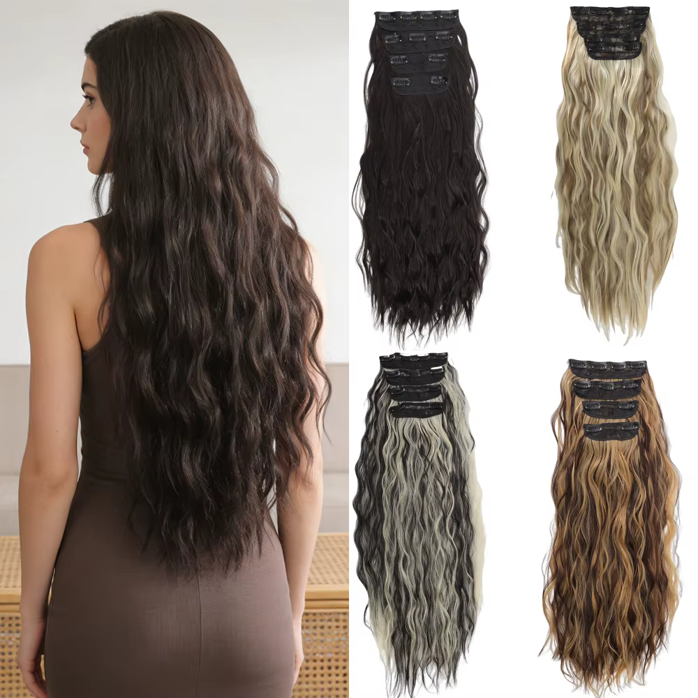 Lot de 4 extensions de cheveux à clipser