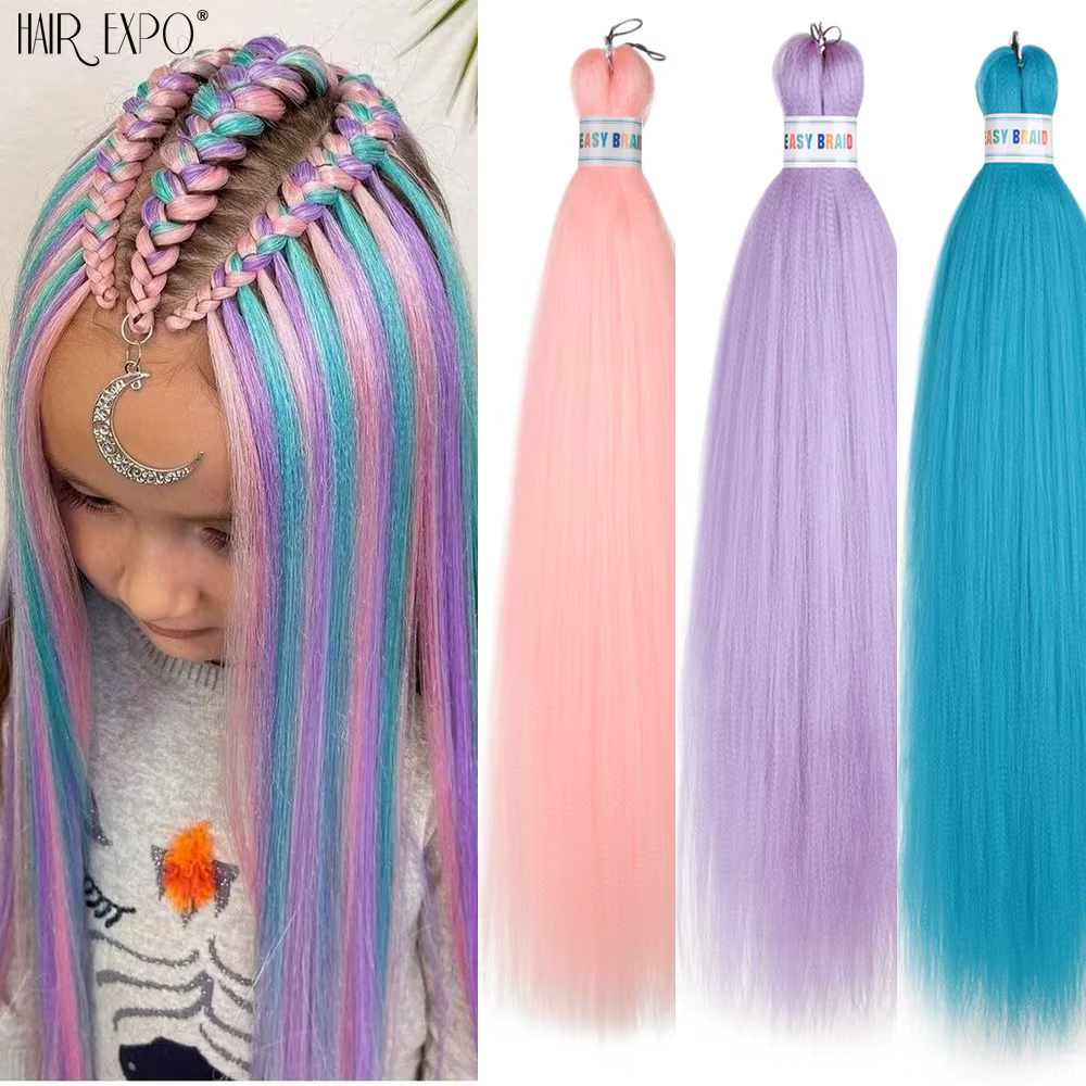 Extensions capillaires synthétiques colorées pré-étirées