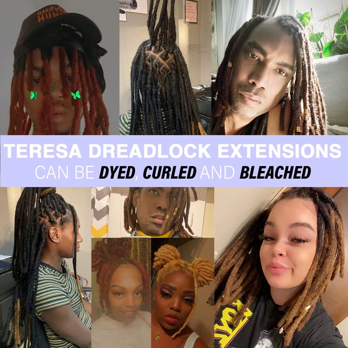 Extensions de dreadlocks synthétiques Teresa, extensions de locs synthétiques, largeur 0,8 cm, 10 pouces, 15 mèches, extensions de dreadlocks en cheveux naturels