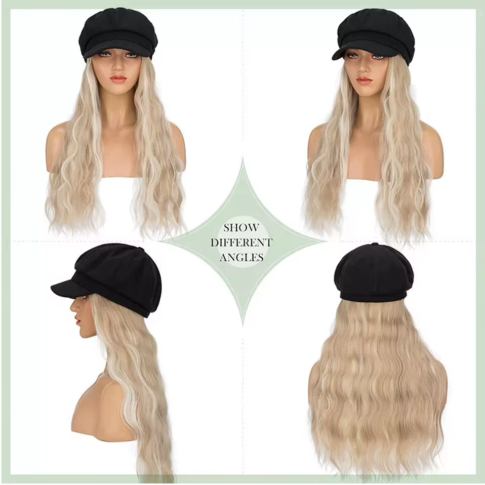 Casquette Newsboy avec Extensions de cheveux Bob